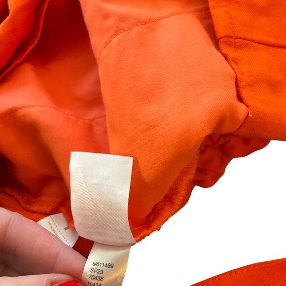 Loft Orange Linen-Blend High-Waist Paperbag Shorts Pockets Size L Petite resort - Picture 4 of 11